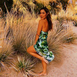 TROPICAL PRINT SLIP DRESS